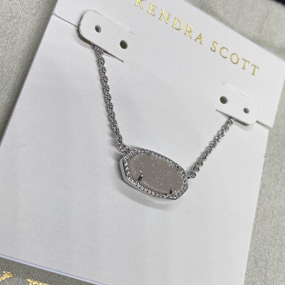 New Kendra Scott Silver Elisa In Iridescent Drusy - Picture 3 of 8